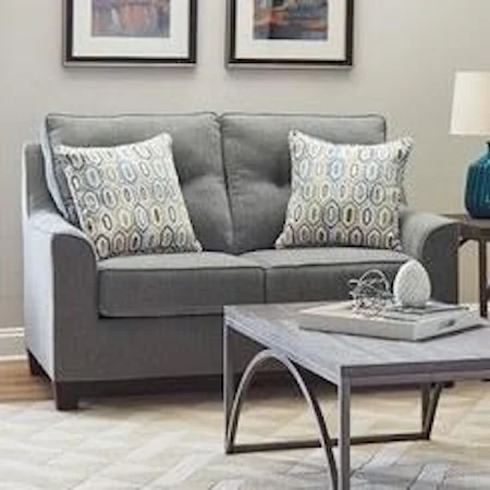 Stationary Loveseat with Button Tufting